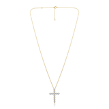 14K Gold 1.1ct Natural Diamond Cross Charm Pendant Necklace