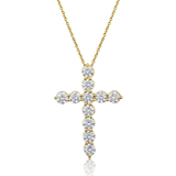 14K Gold 1.1ct Natural Diamond Cross Charm Pendant Necklace