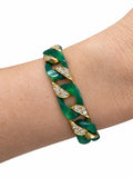 Vintage, Chrysoprase, Diamond and 18K Gold Necklace and Bracelet Suite